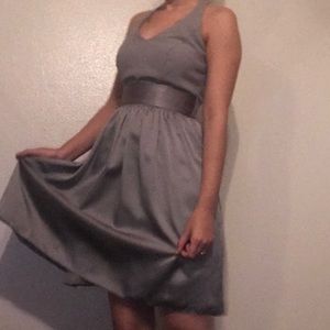 Grey Vera Bridesmaid dress with Pretty Bow Back
